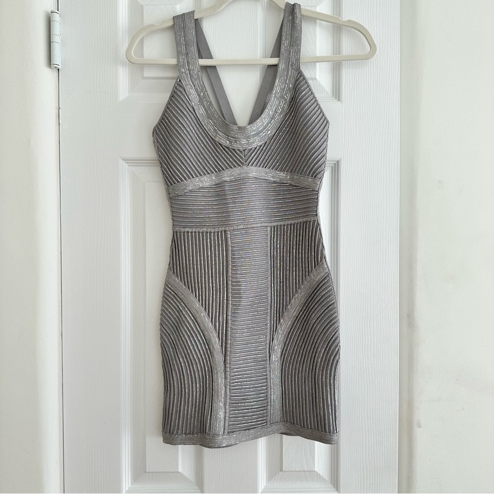 Herve Leger silver dress